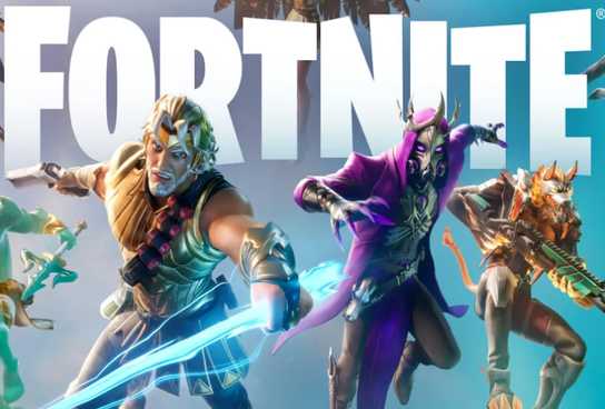 A promotional visual from Fortnite showing several in-game skins.